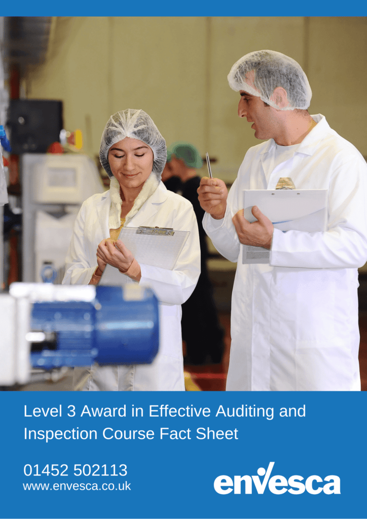 Level 3 Award in Effective Auditing and Inspection Skills Course Factsheet 1